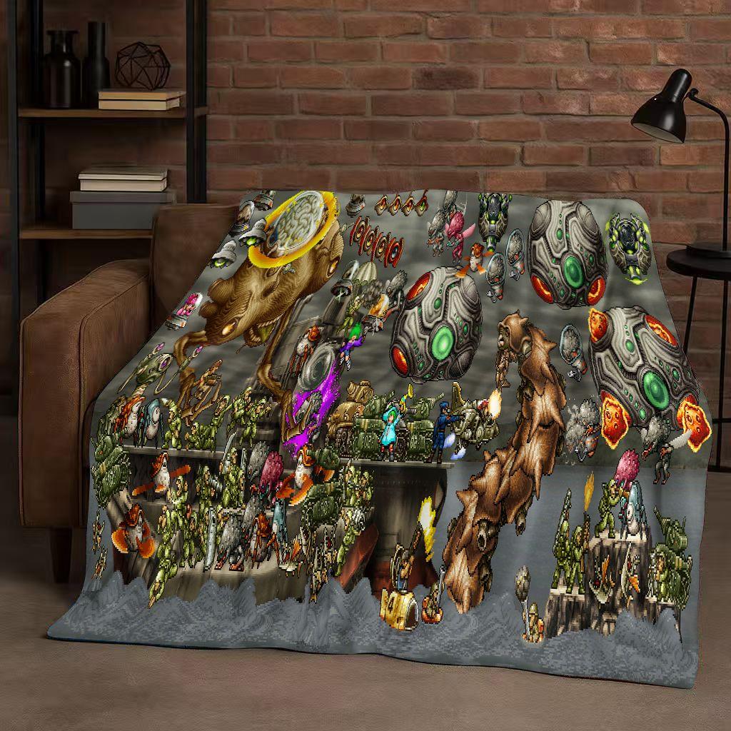 Classic Game Metal Slug Pixel Style Flannel Blanket,Ultra Soft Warm Plush Throw for Home Bedroom Bed Sofa Cover Office Travel