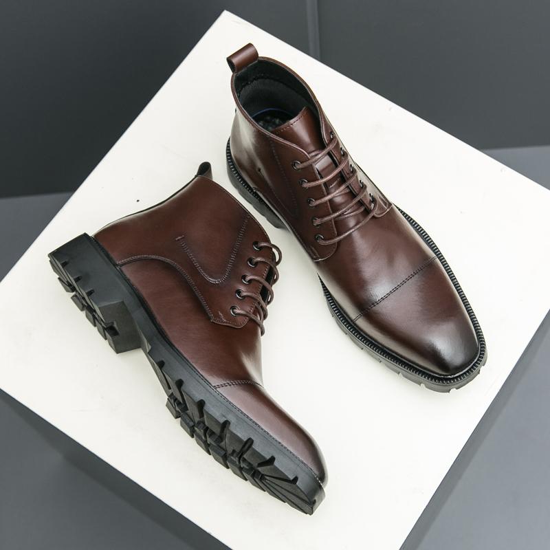 Fashion Men Fashion Boots Black Brown Short Training Boots Lace Up Business High Quality Chelsea Boots Size 38-45 Men Boots