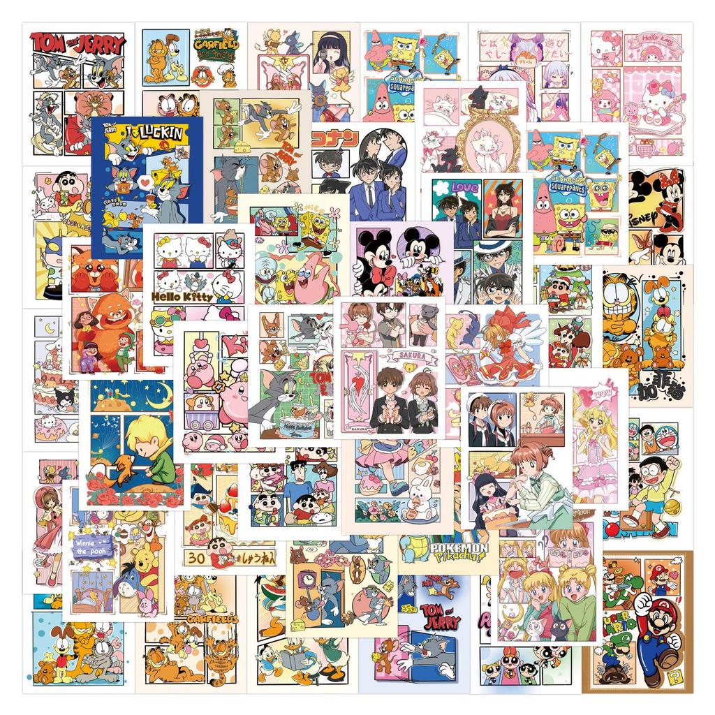 60 Cartoon Anime Storyboard Stickers for Journals, DIY, Stationery, Phones, Laptops