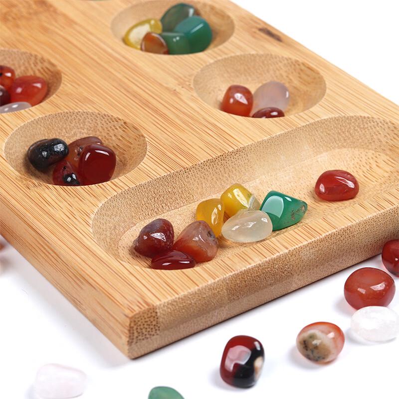 Foldable Pine Wood Mancala Gem Board Game