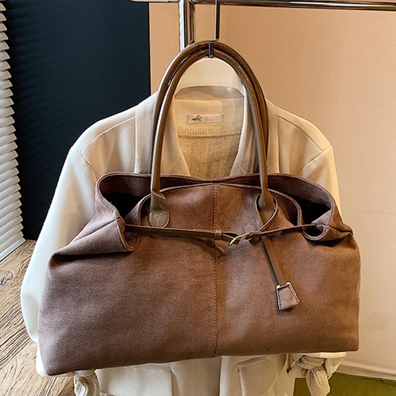 Autumn retro large-capacity suede bag women's 2025 new casual commuter shoulder bag portable tote bag