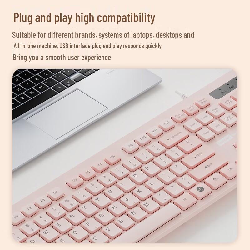 Lenovo KL31 Pink Wired Full-Size USB Keyboard