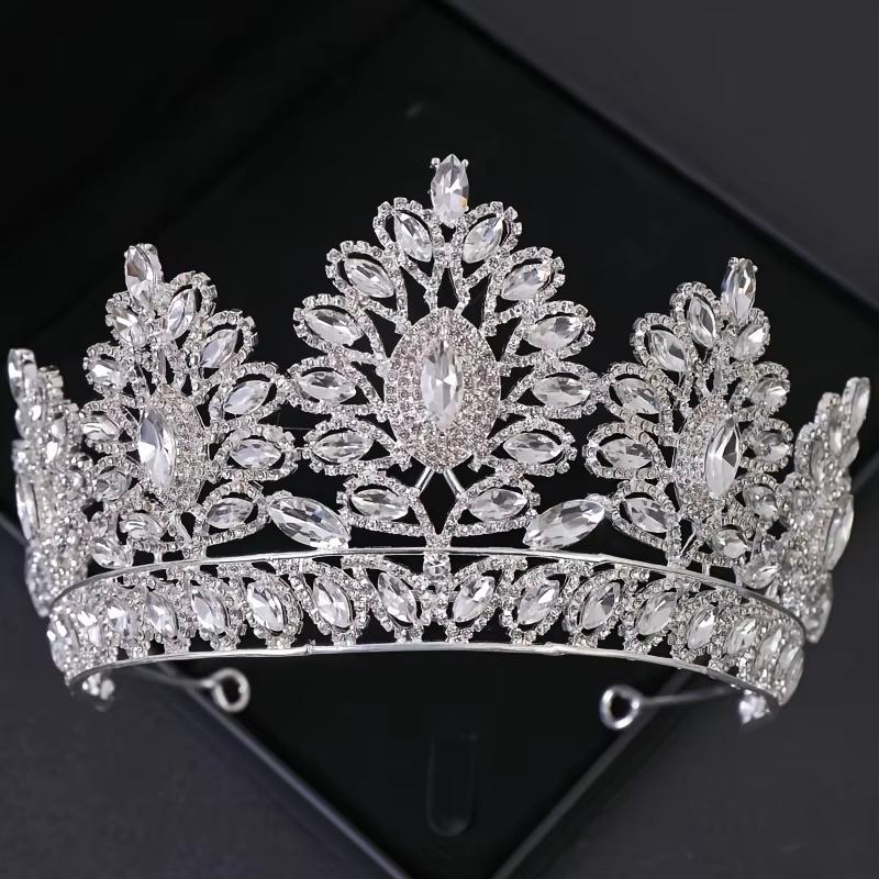 Corona Nuziale di Cristallo di Lusso Tiara da Sposa Barocca con Strass Copricapo Diadema da Regina Accessori per Banchetto Compleanno Matrimonio