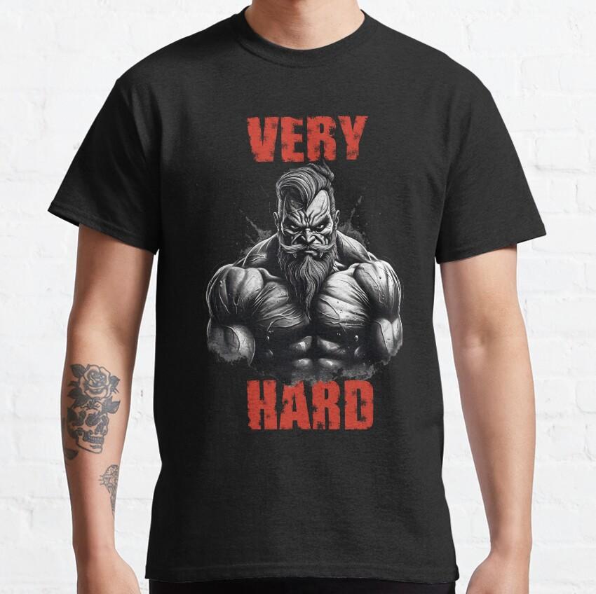 

VERY HARD bodybuilder motivation bodybuilding print plus size T-shirt for gym muscle strength weightlifting sculpted physique 4XL