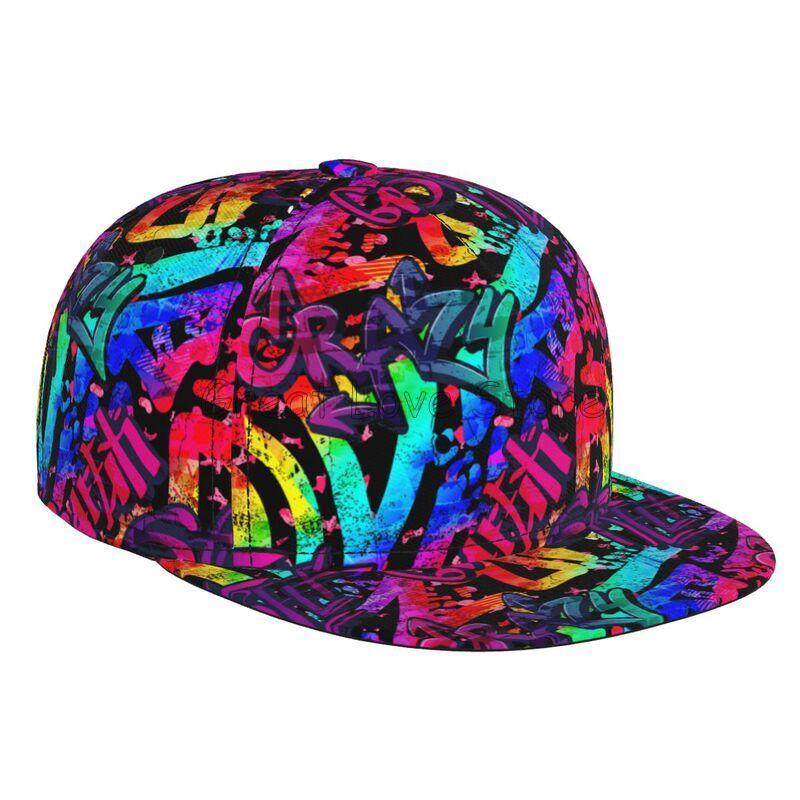 

Colorful Graffiti Art Print Baseball Cap Adjustable Snapback Hat for Men Women Unisex Hip Hop Caps Flat Bill Brim Hats Adjustable
