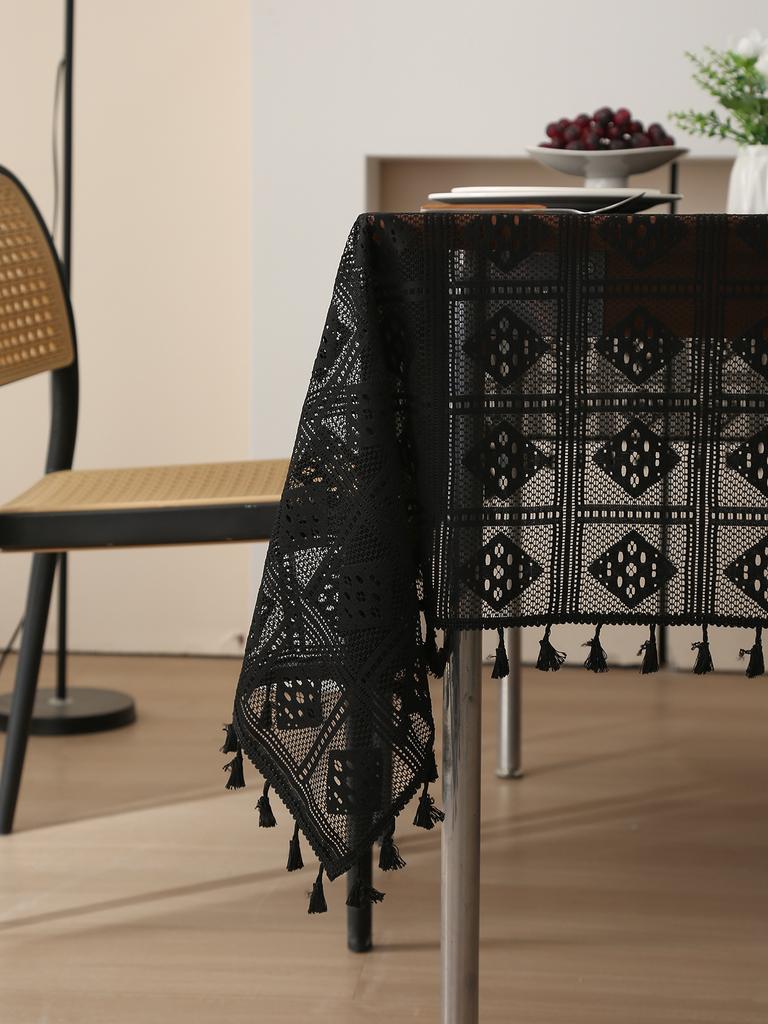 Tovaglia Lavorata a Maglia Retro Pizzo Verde Traforato Tovaglia Vintage All'Uncinetto Rotonda Pizzo Stile Americano Centrino da Tavolo