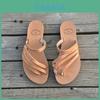 Chinelos Planos Femininos da Moda Sandálias de Tiras Casuais Gregas em Couro Verão Qualidade Premium