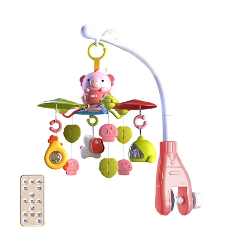 Cartoon Elephant Baby Sleep Toy Rotating Musical Mobile Crib Hanging Toy For Infant Bed Bell Nursery Room Decoration розовый