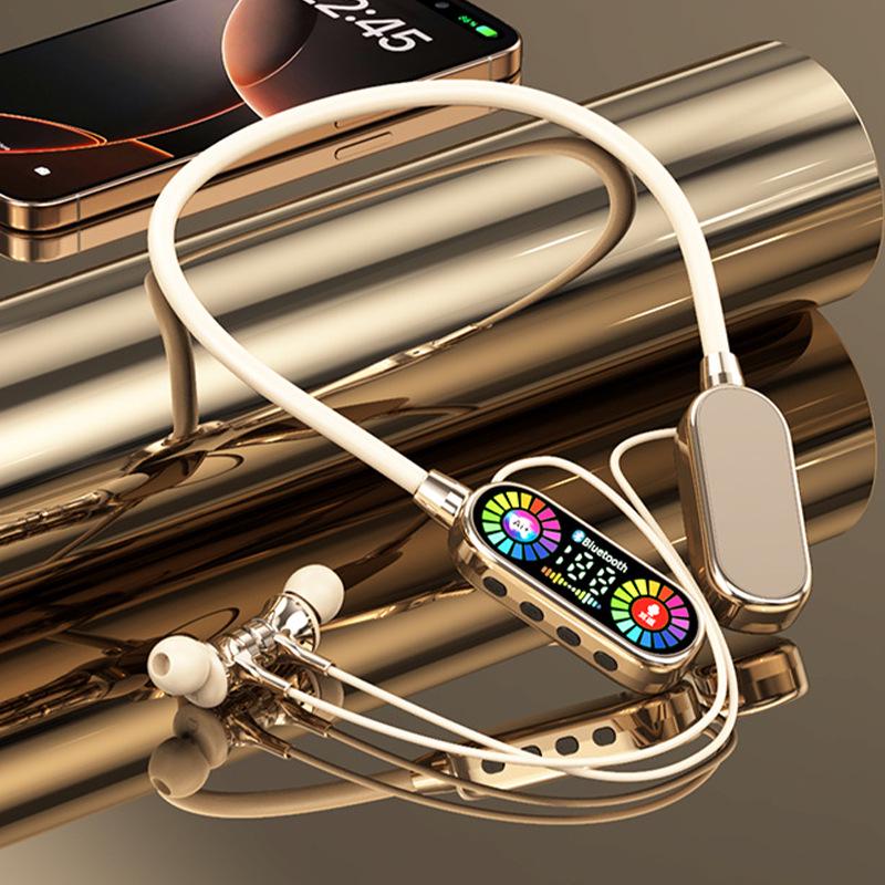 Long Battery Life Neck-Hanging Voice-Control Sports Bluetooth Headset with Song Recording and In-Ear Monitoring
