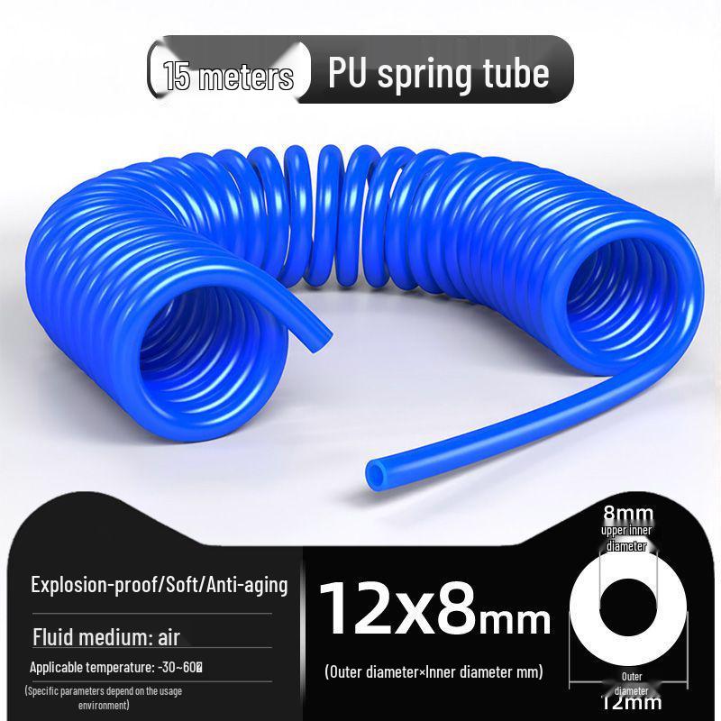 Retractable 8mm PU Spiral Air Hose with Quick Pneumatic Connector