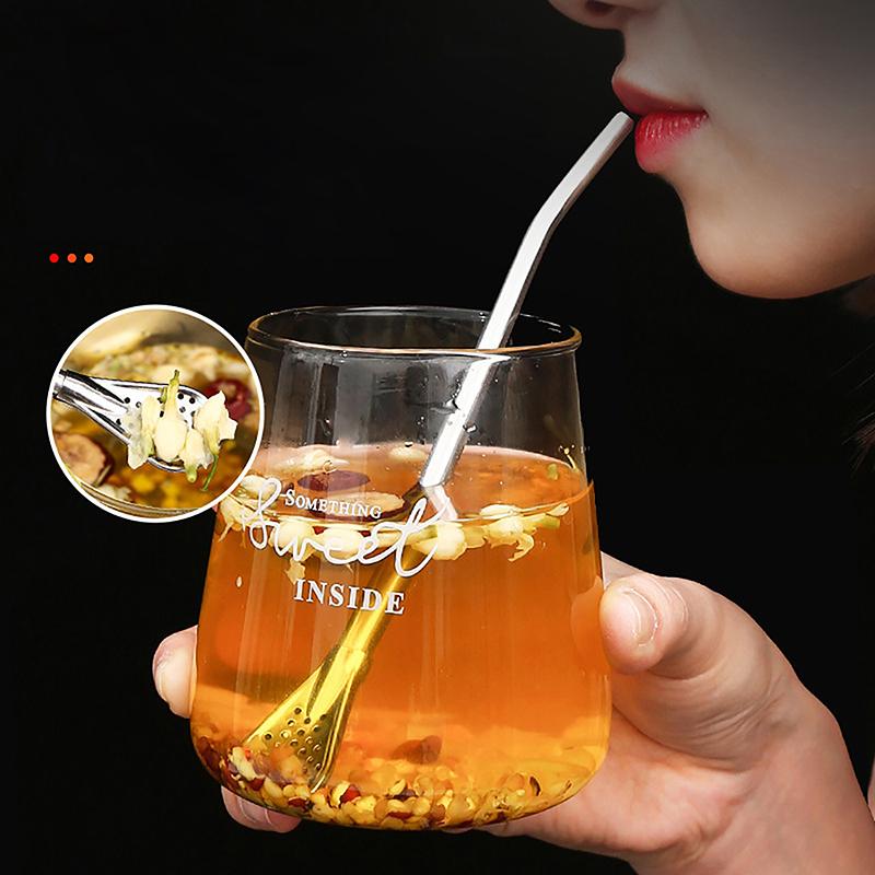 2 in 1 cannucce per bere cucchiaio in acciaio inox cannuccia riutilizzabile cocktail cucchiaio per mescolare bar latte caffè strumento per mescolare