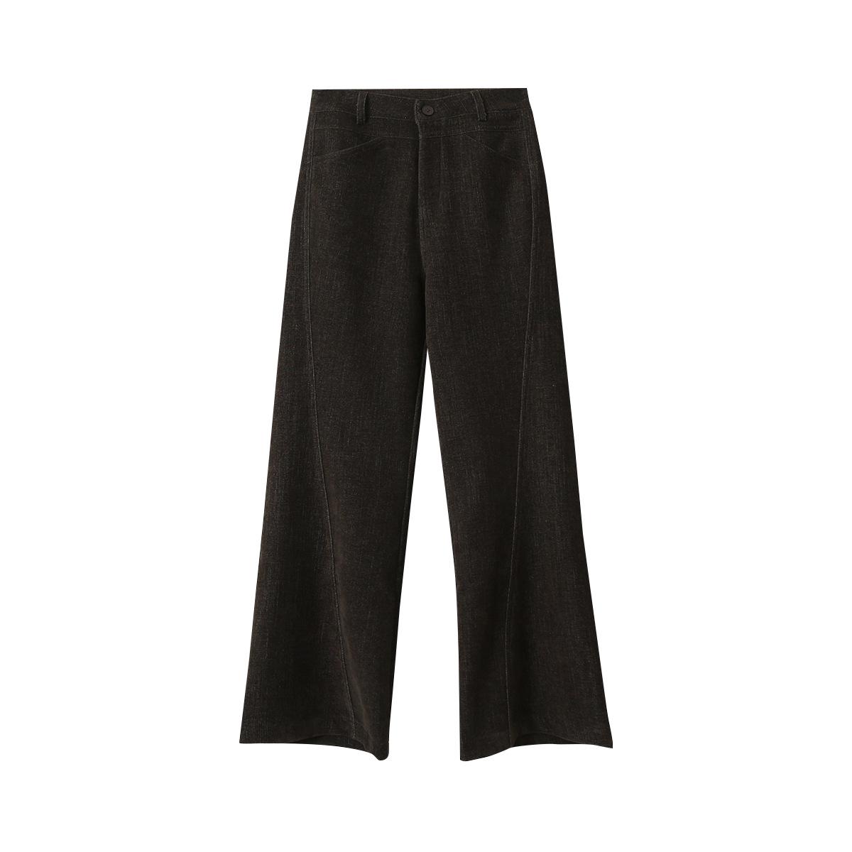 Korean Style High Waist Slimming Flared Chenille Trousers for Women Medium