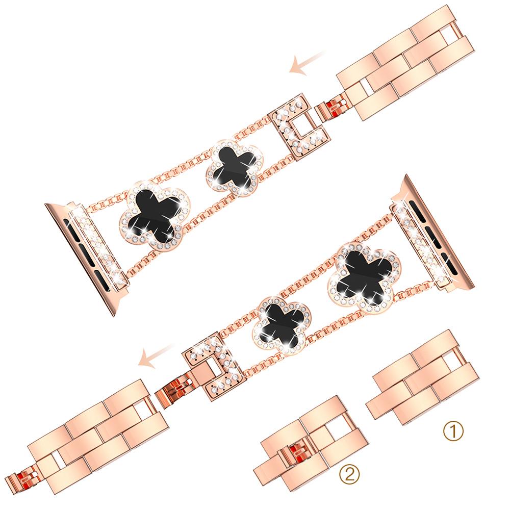 Four Leaf Clover Watch Strap for Apple Watch Series 10 42mm/9 8 7 41mm/6 5 4 SE (2022) SE (2023) SE 40mm/3 2 1 38mm Metal Wrist Band