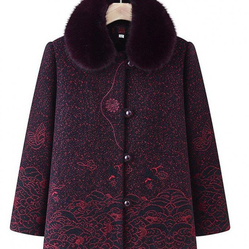 Woolen Jacket, Piled and Thickened Winter Clothing Women's Clothes To Keep Warm, Aged 0 Old Ladies