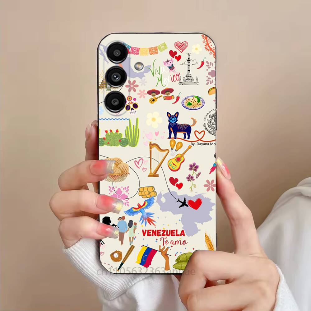 Aesthetic Art Venezuela Phone Case For Samsung S25,24,23,22,21,S20,Ultra,Plus,FE Black Soft Cover