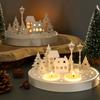 Round Candle Holder Silicone Mold with Hollow Tree House Street Lamp DIY Nightlight Silhouette Candlestick Mold 3D Plaster Craft