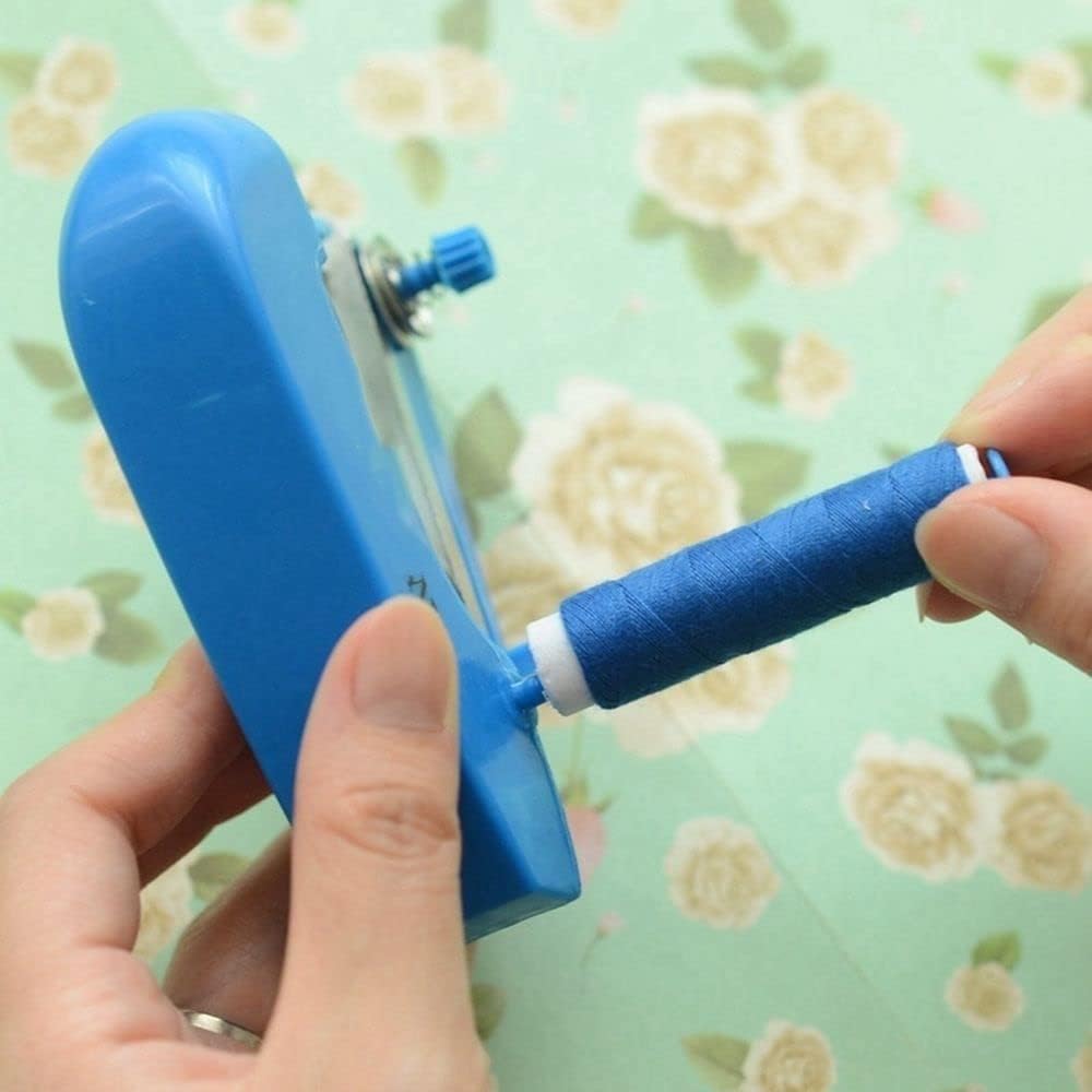 Blue Handheld Sewing Handy Needlework Tool Portable Mini Manual Sewing Machine Mini Sewer Machine Hand Stitch Sewing Sewing Machine Machine, Machine,