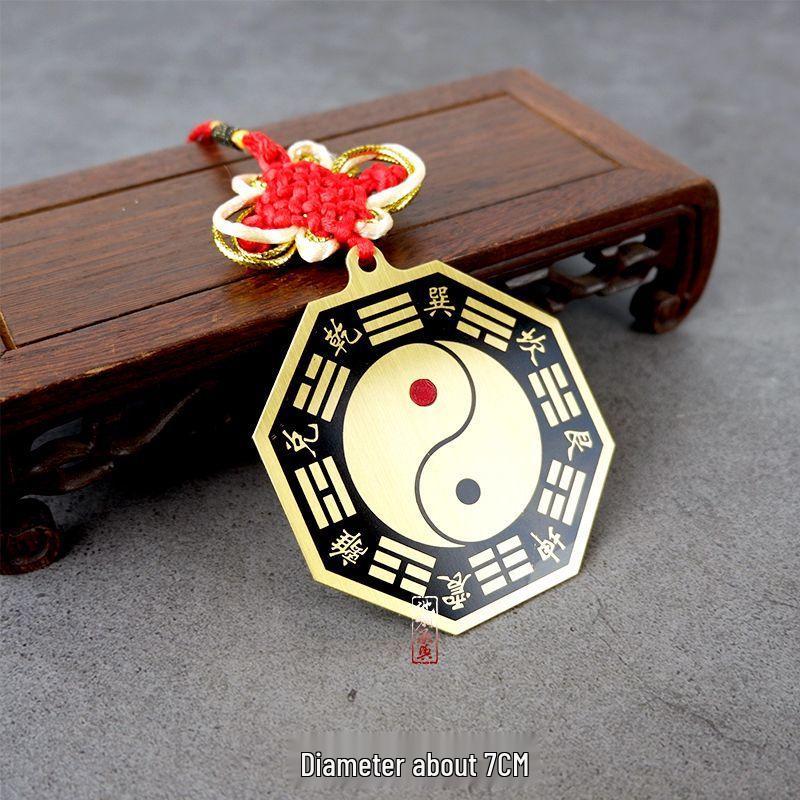 Großer Kupfer-Bagua-Konvexspiegel für Zuhause - Yin-Yang-Tai-Chi-Diagramm-Anhänger für Haustür, Balkon oder Fenster