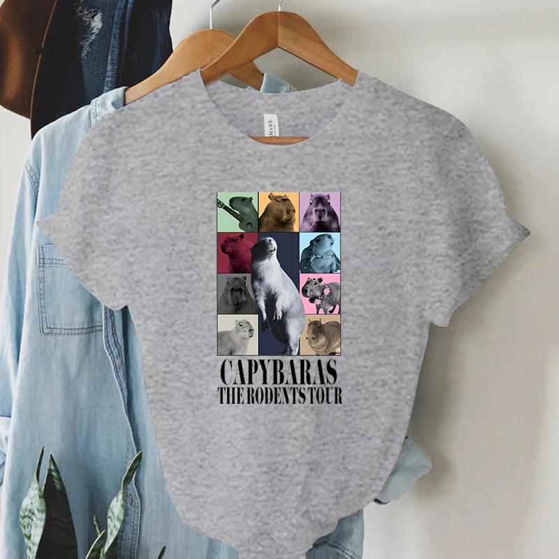 Funny Capybara Womens TShirt The Rodents Eras Tour Meme Graphic T Shirt Tops Summer Vintage Fashion Short Sleeve Women Tshirt