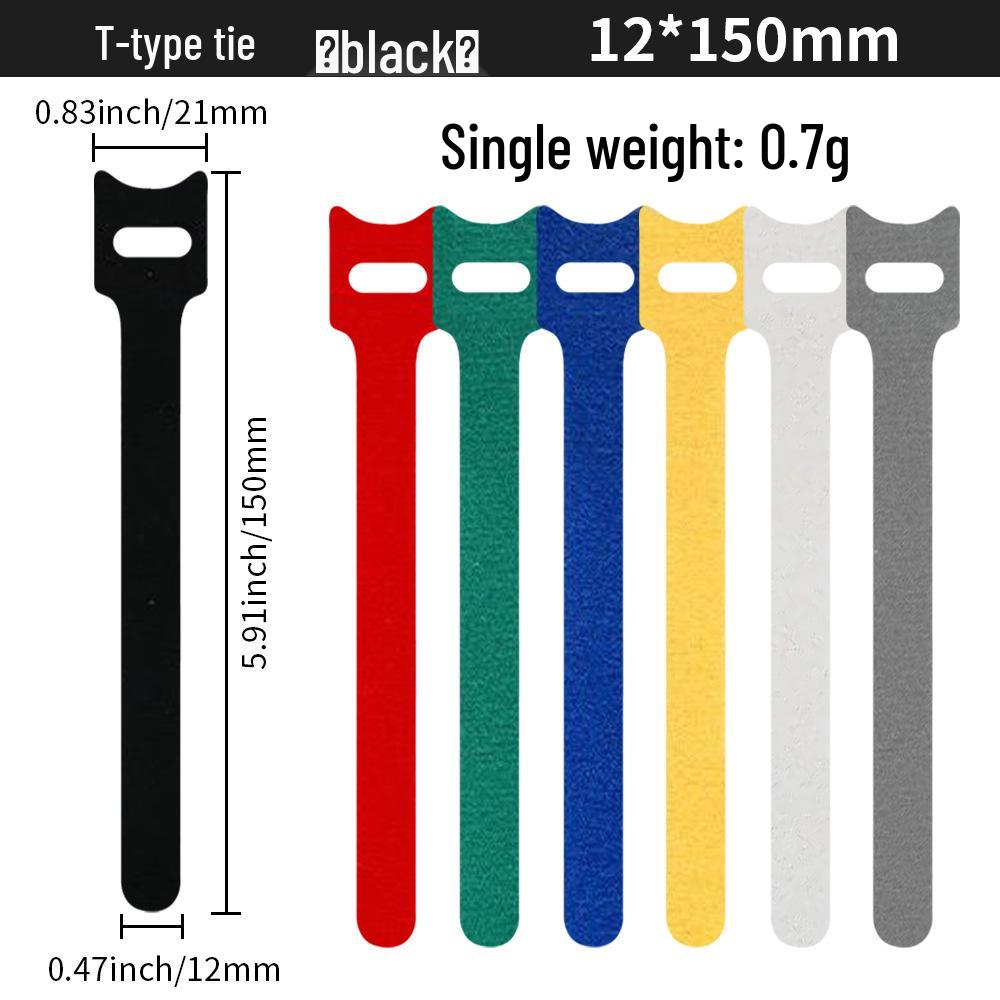 T-Type Magic Tape Cable Ties for Earphones, Data Cables, Organizers, and Network Cables with Back-to-Back Adhesive Straps.