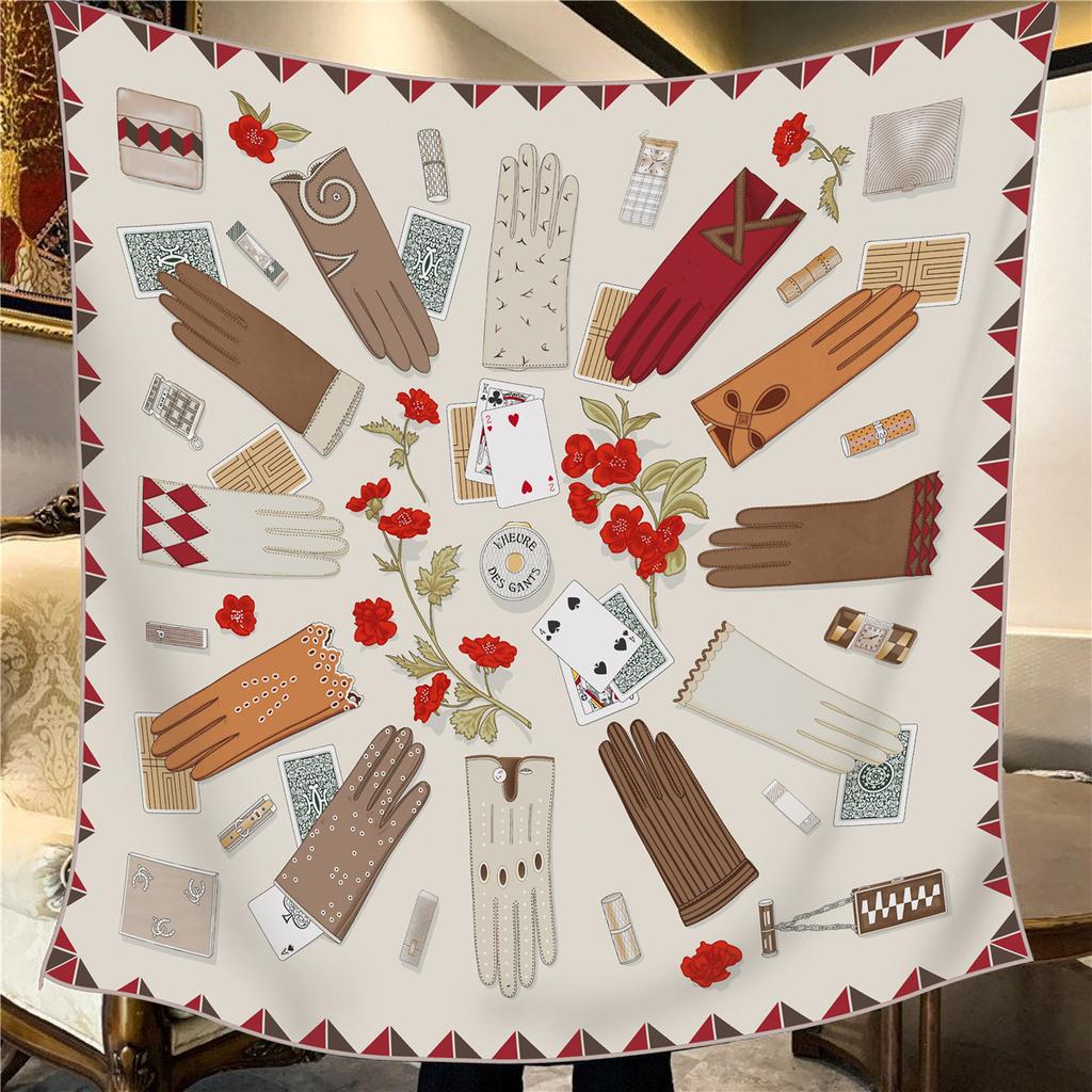 Sciarpa Quadrata da Donna in Finta Seta e Lana 110X110M Elegante Chic Lusso Regalo di Natale Compleanno Festa Ufficio Wrap Quotidiano