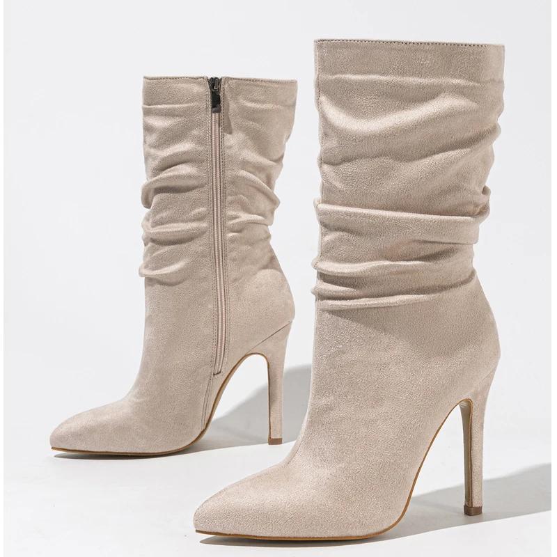 Fashion Eilyken High Quality Pleated Women Ankle Boots Stiletto Heels Modern Short Booties Party Wedding Spring Autumn Ladies Shoes
