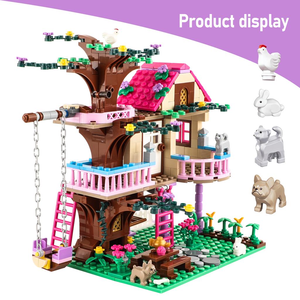 Non-Toxic City Tree House Summer Holiday Villa Castle Building Blocks Sets Figures Garden Street View Diy Toys For Kids Children Birthday Gift