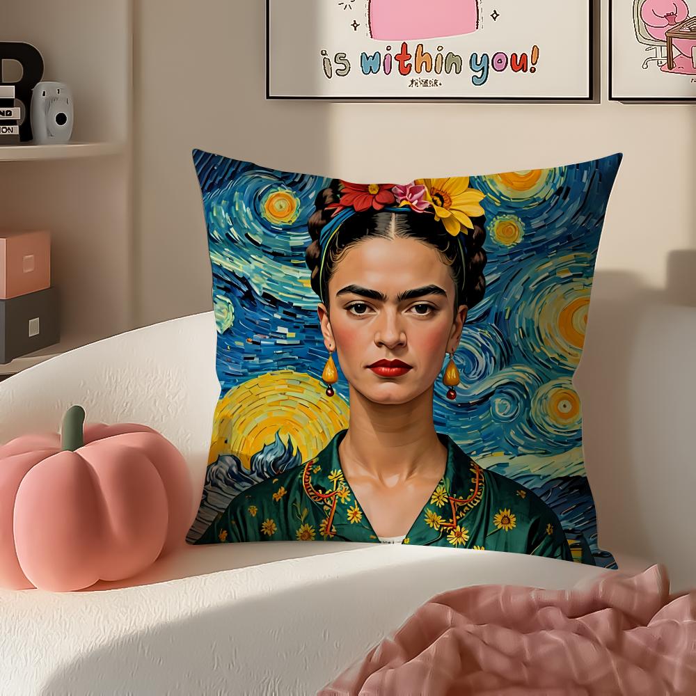 Artistic Painter FFrida KKahlo Cushion Cover Pillowcase Short Plush Invisible Zipper Room Sofa Cushion Cover