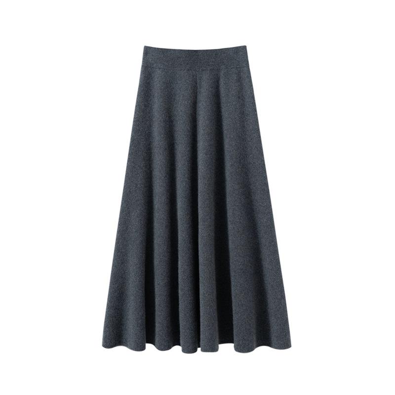 2025 Autumn/Winter Women's High-Waisted 100% Pure Cashmere Thick Midi A-line Skirt - Versatile & Elegant