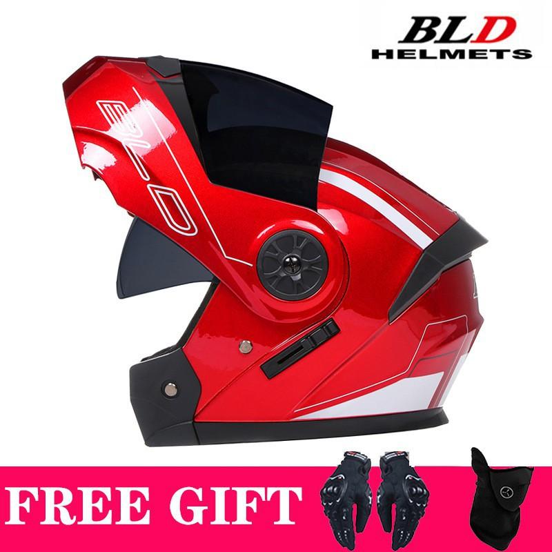 Capacete de Bicicleta Elétrica BLD Capacete de Motocicleta Lente Dupla Completa Exposta Universal para Ciclismo Todas as Estações