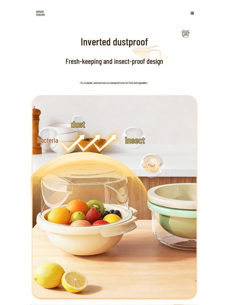 Double-Layer Vegetable Washing Basin & Draining Basket - Food Grade, Multi-purpose for Kitchen Use
