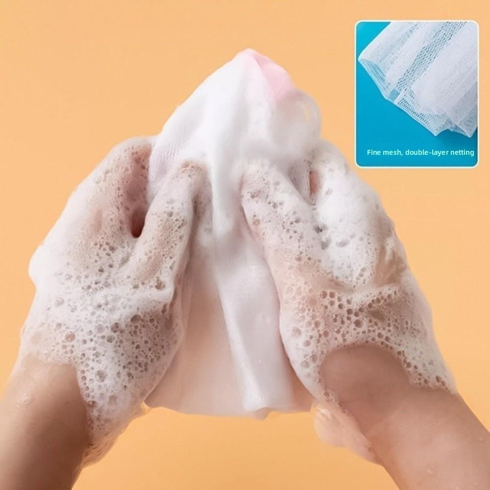 50Pcs Hangable Soap Foaming Nets with Drawstring Portable Bath Foaming Mesh Bags Double Layer Reusable Soap Bubble Bags