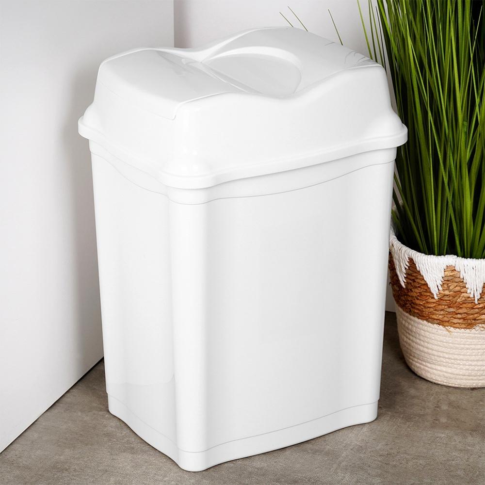Plastic waste bin, white, 28 l