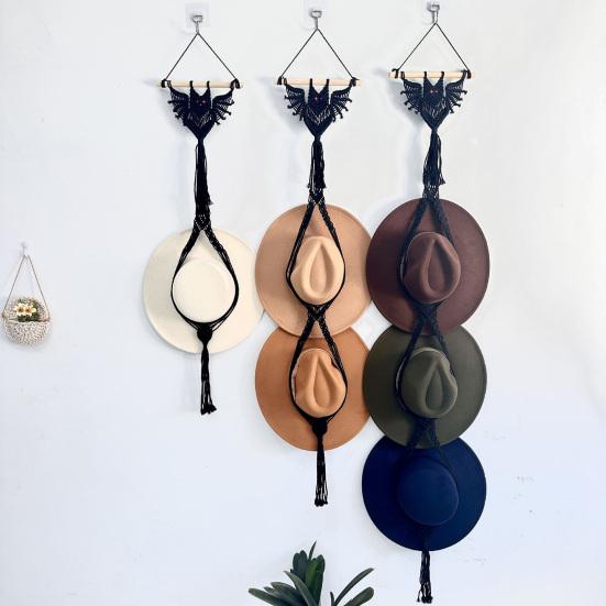 Hat Hanger Gothic Style Halloween Bat Shape Easy Installation Wall Mounted Cloak Rack Hand-Woven Baseball Cap Holder