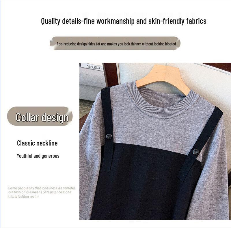 Plus Size Women's Loose Long Sweater Dress, Bust 150/160 cm, Fits 200-350 lbs, Style 8029