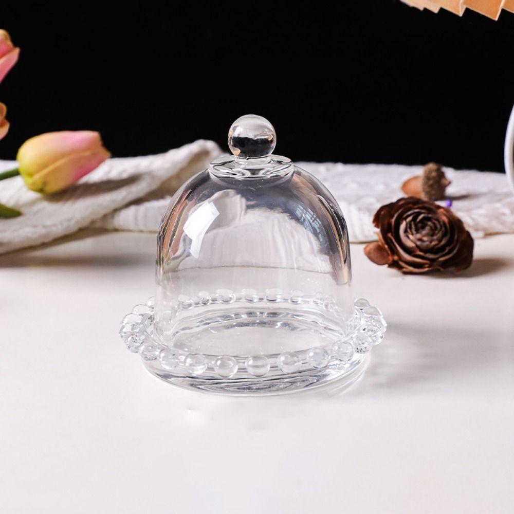 Glass Craft Cake Serving Tray With Lid Dessert Table Ornaments Dessert Storage Stand Birthday