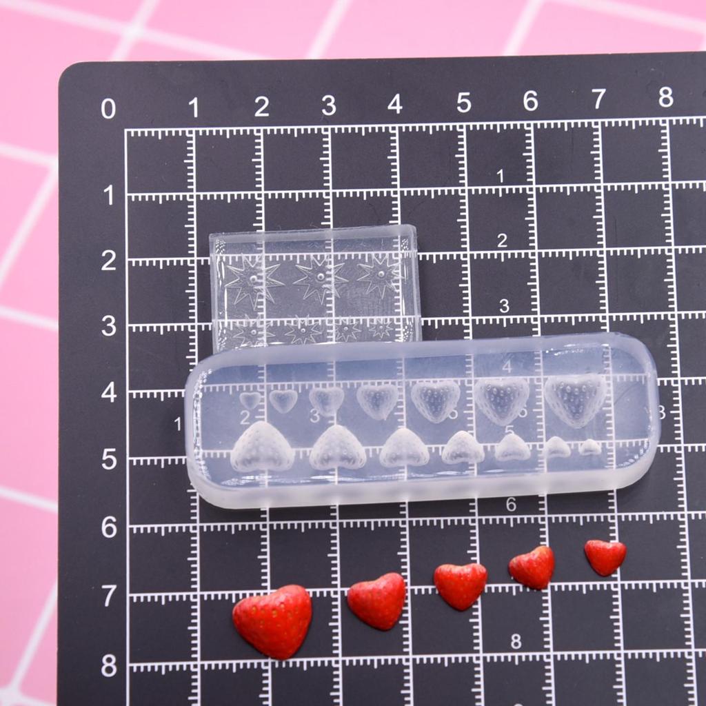 3D Mini Heart Strawberry Silicone Mold for Clay and Food DIY Projects