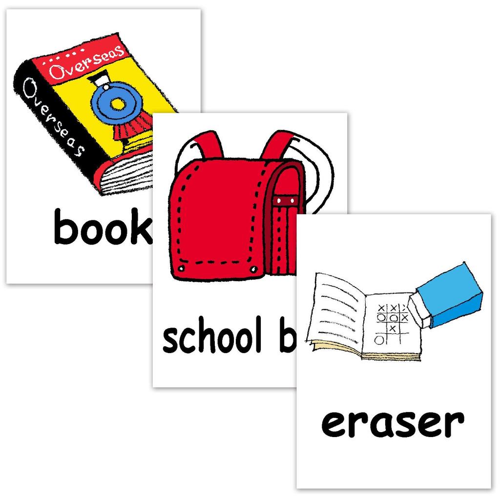 English word cards Flashcards, (School goods) A4 size, laminated