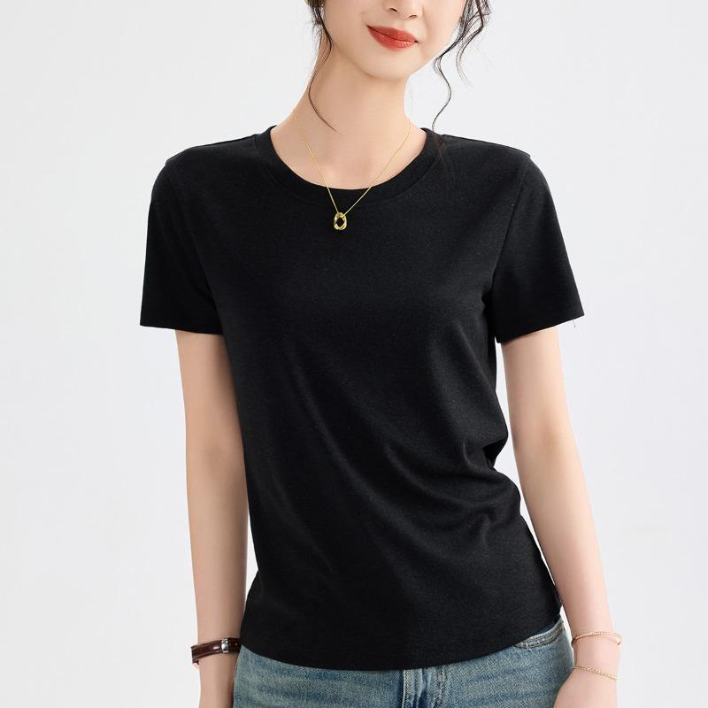Lyocell Linen T-shirt Women's Summer Short-sleeved Thin Bottoming Shirt Loose Top Clothes