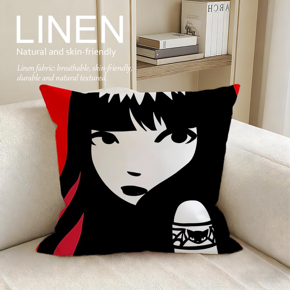Cute Emily the Strange Cushion Cover Pillowcase Set Pcs x x Breathable Washable Sofa Cushion Cover