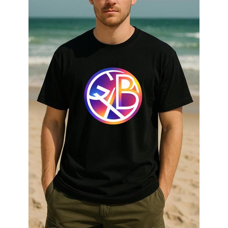 

European Size Gradual Gradient Color Trendy and Unique Style All-season Comfortable T-shirt, Suitable for Daily and Home Wear, Short-sleeved Top 4XL чорний