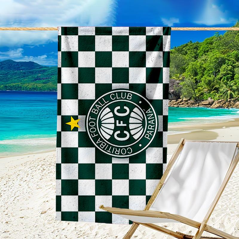Green Football Club Emblem Printed Beach Towel, Super Soft Microfiber, Perfect Gift Birthday, for Pool, Beach, Travel, for family and friends