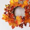 Creative Pumpkin Berry & Maple Leaf Rattan Wreath: Halloween Door Decoration