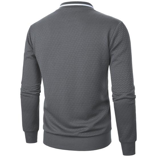 Erkek Sweatshirt Ceket Jakarlı Tasarım Düz Renk Uzun Kollu Günlük Üst Dik Yaka Gevşek Fermuarlı Açık Hava Sokak Giyim Mont Sweatshirt