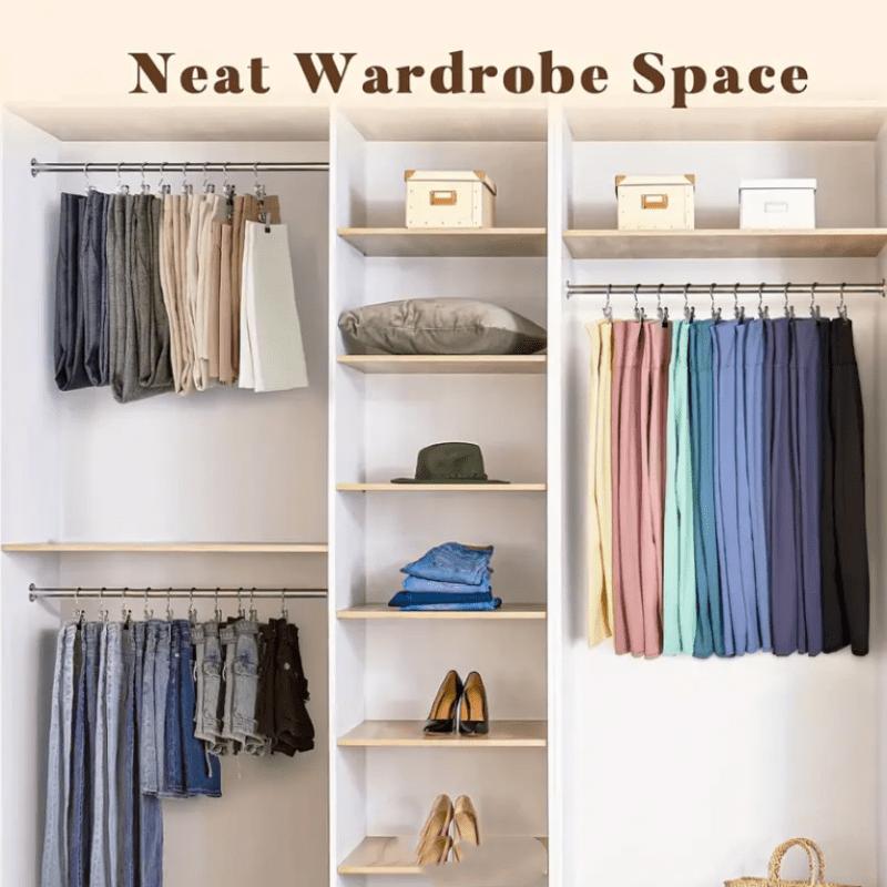 10pcs Stainless Steel Pant Hangers with Hooks - Heavy-Duty Laundry Clips, Space-Saving Multifunctional Storage for Jeans