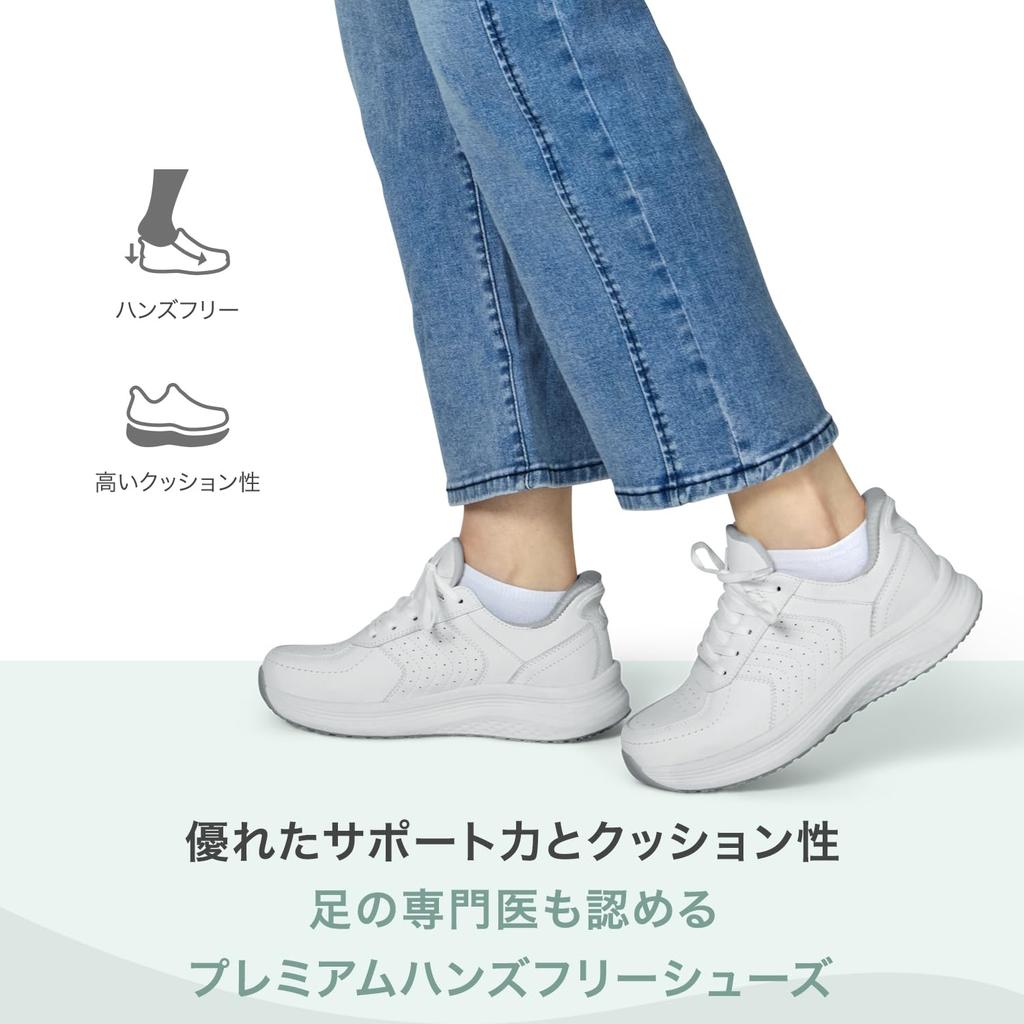 Orthofeet ROAM Natural Leather Comfortable and Comfortable for Walking Size Wide Women's Sneakers, Around, 25.0cm, (3E Equivalent), White.