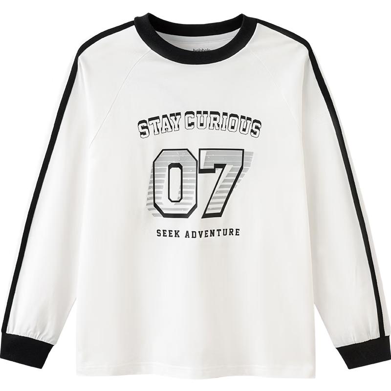Balabala Boys Letter Print Long Sleeve Cotton T-Shirt 150