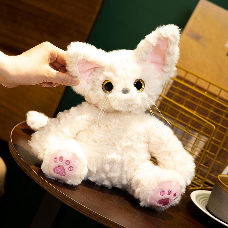 Kawaii White Devon Cat Plush Toy Soft Stuffed Animal Accompany Sleep Toy Soft Cartoon Hugging Toys Home Decor Kids Birthday Gift