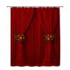 Red Velvet Theater Curtain Shower Curtain Elegant Drapes With Floral Bouquet Stage Style Bathroom Decor Waterproof Quick Setup