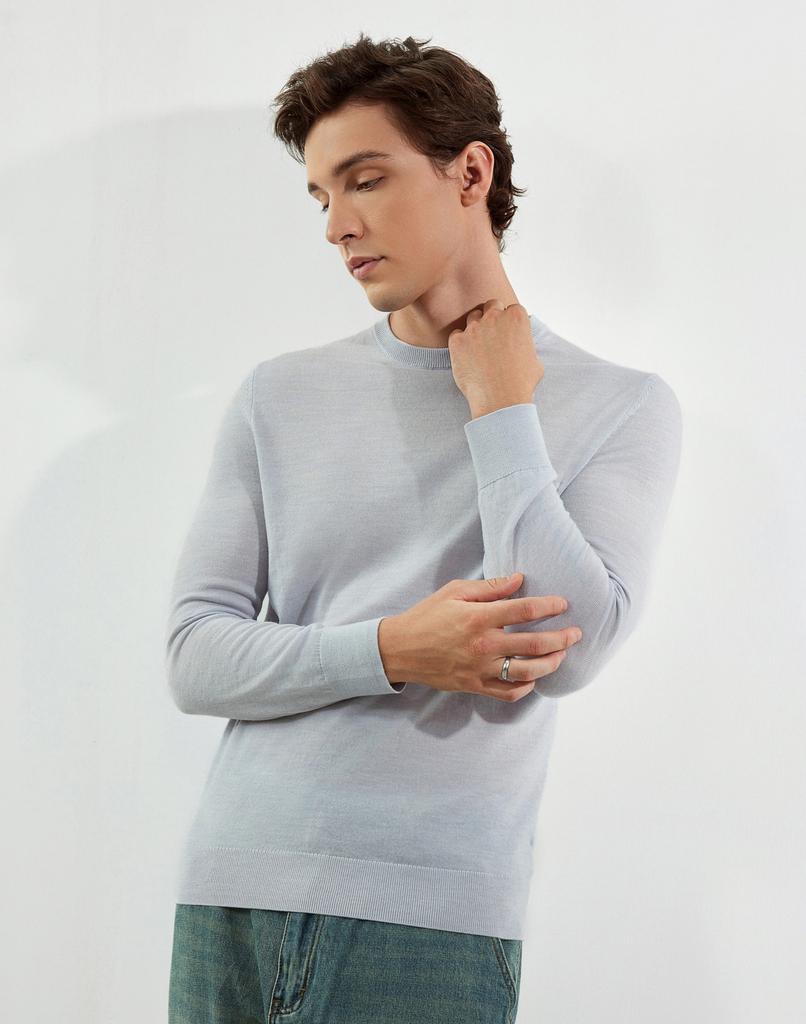 IKALOOK Merino Wool Basic Mock Neck Knit Tee Bnit102